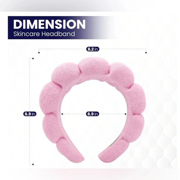 NEW Spa Headbands for Washing Face, Makeup and Skincare. Set of 2 aqua and pink - Picture 5 of 9